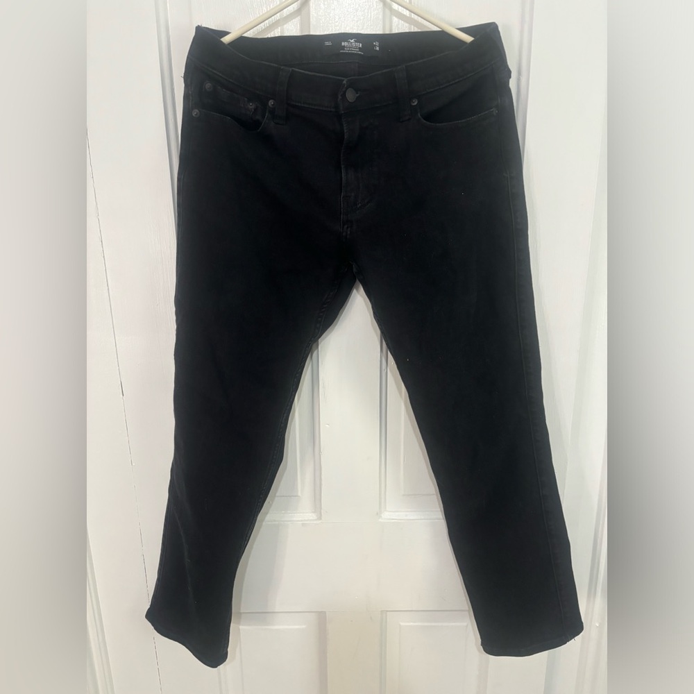 Hollister 32 x 30 Slim Straight Washed Black Advanced Stretch Denim Mens Jeans